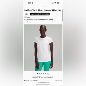 Lululemon Tech Short Sleeve Shirt 2.0 size 4